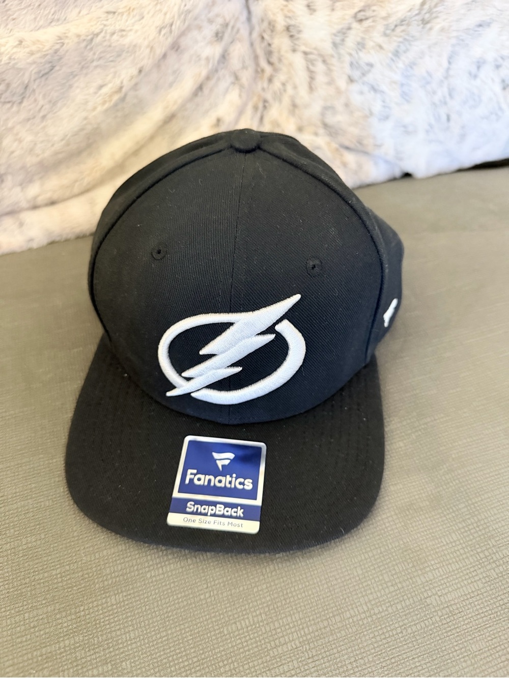Fanatics Black Snapback Hat with White Lightning Logo